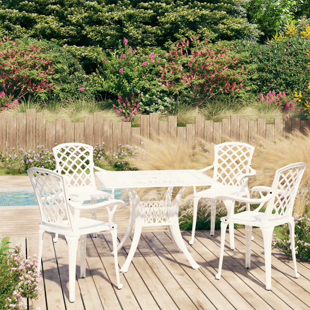 Bistro Set White Cast aluminum 5 Piece Set Durable Bistro Set
