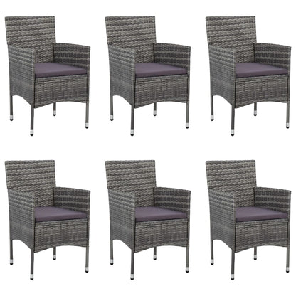Dining Set Grey Solid Acacia wood, PE Rattan Standard Durable