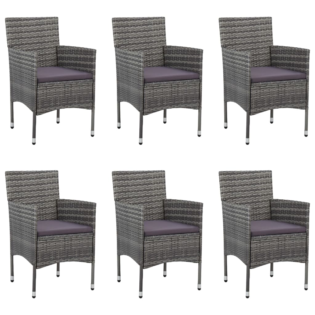 Dining Set Grey Solid Acacia wood, PE Rattan Standard Durable
