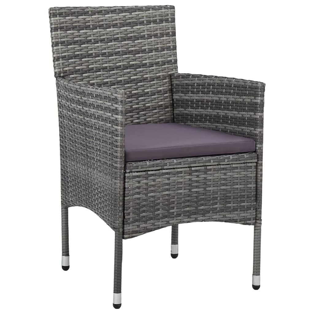 Dining Set Grey Solid Acacia wood, PE Rattan Standard Durable