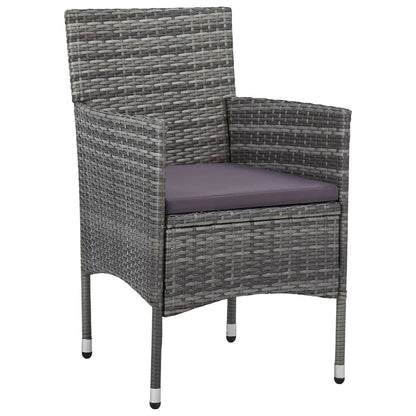 Dining Set Grey Solid Acacia wood, PE Rattan Standard Durable