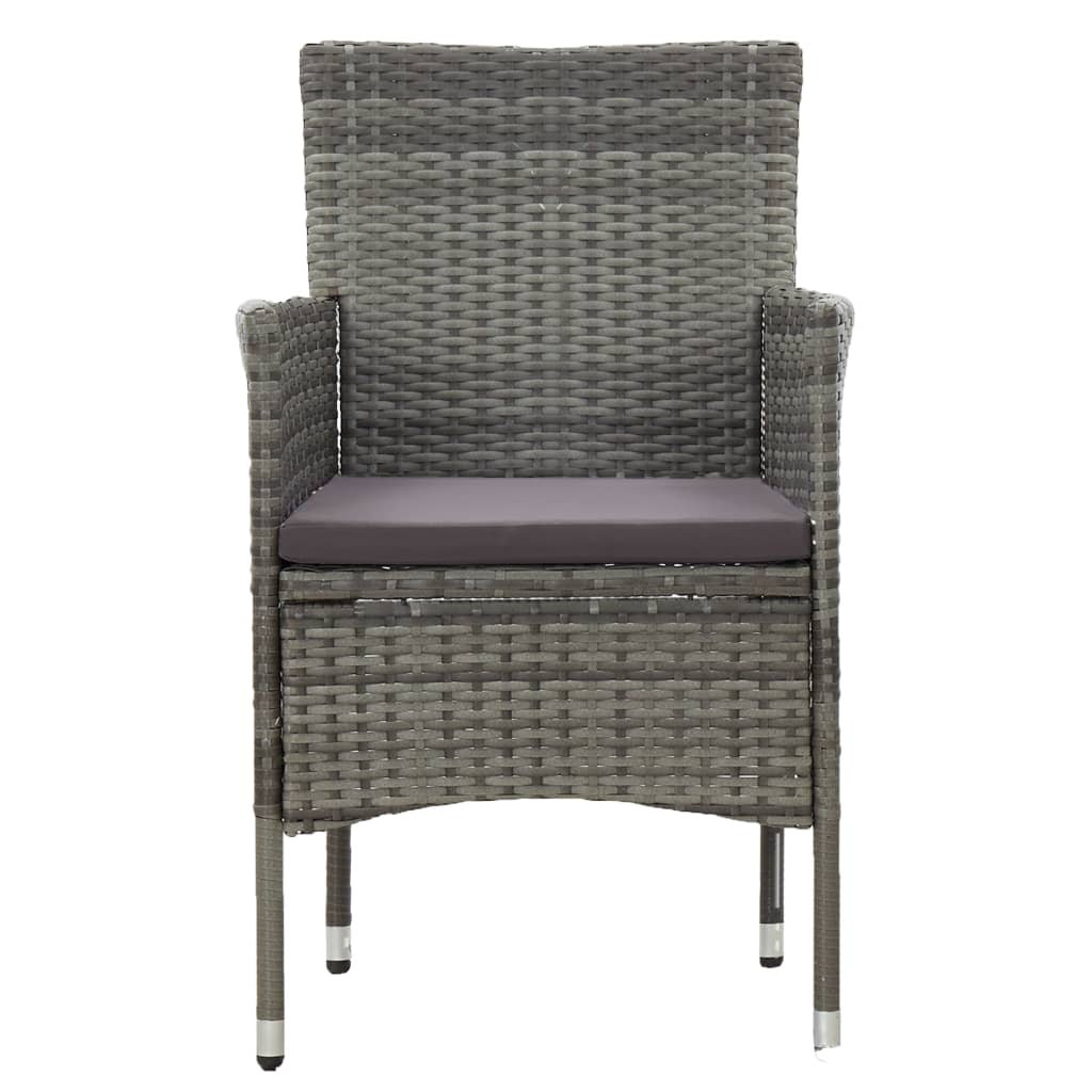 Dining Set Grey Solid Acacia wood, PE Rattan Standard Durable