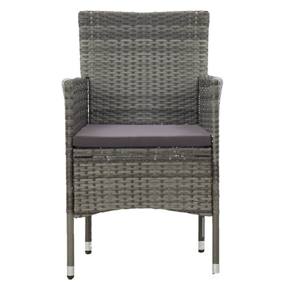 Dining Set Grey Solid Acacia wood, PE Rattan Standard Durable