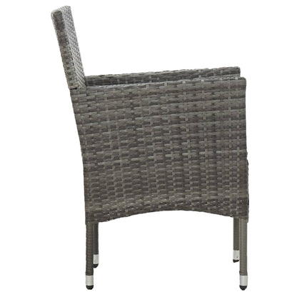 Dining Set Grey Solid Acacia wood, PE Rattan Standard Durable