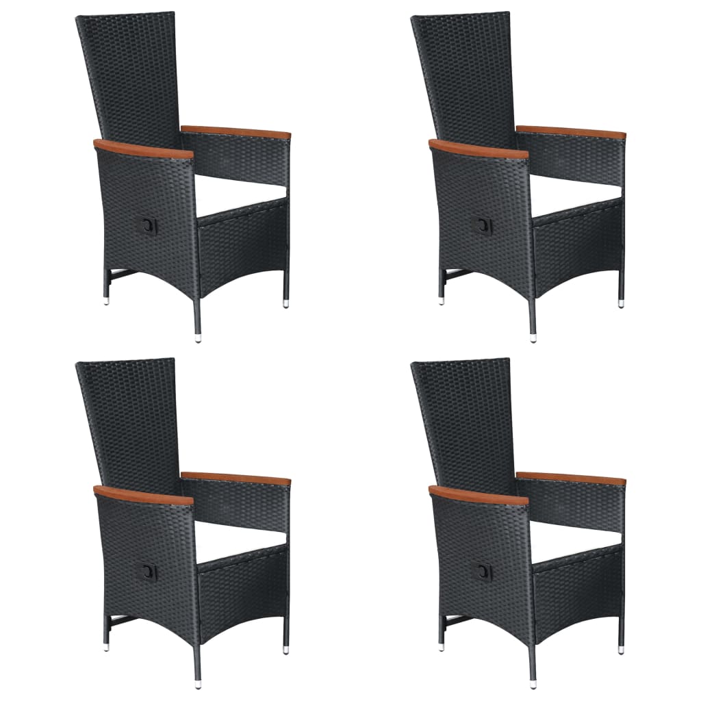 Dining Set Black Solid Acacia wood Large Adjustable Armrests