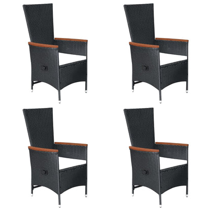 Dining Set Black Solid Acacia wood Large Adjustable Armrests