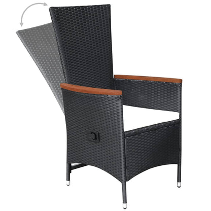 Dining Set Black Solid Acacia wood Large Adjustable Armrests
