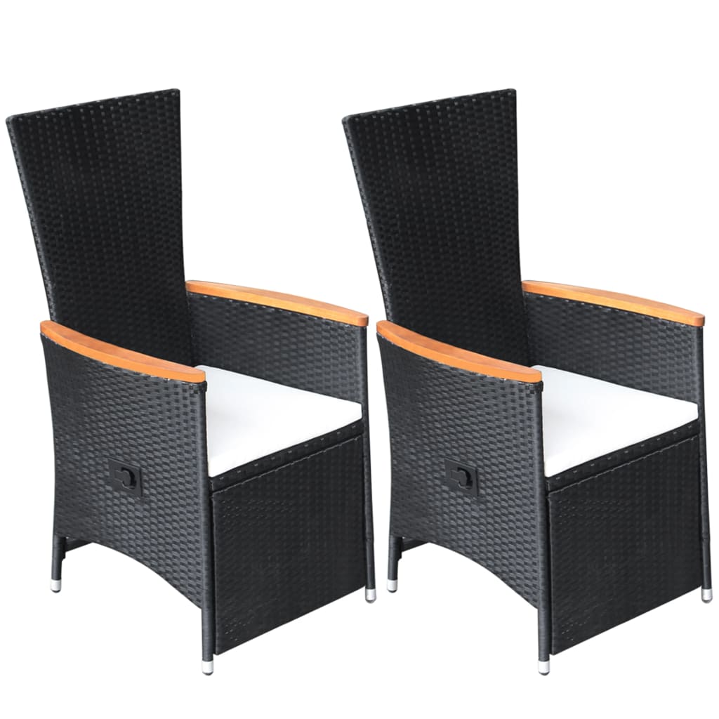 Dining Set Black Solid Acacia wood Large Adjustable Armrests