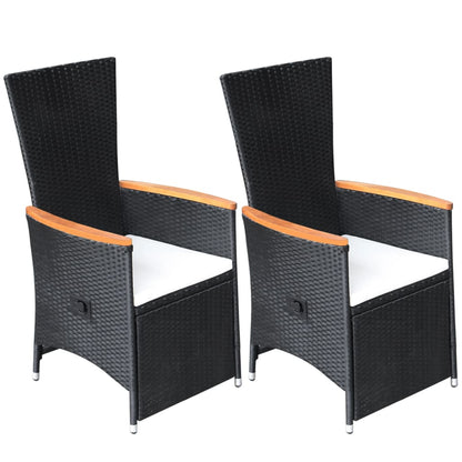 Dining Set Black Solid Acacia wood Large Adjustable Armrests