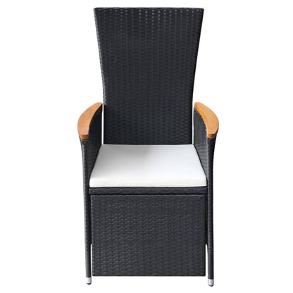 Dining Set Black Solid Acacia wood Large Adjustable Armrests