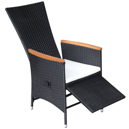 Dining Set Black Solid Acacia wood Large Adjustable Armrests
