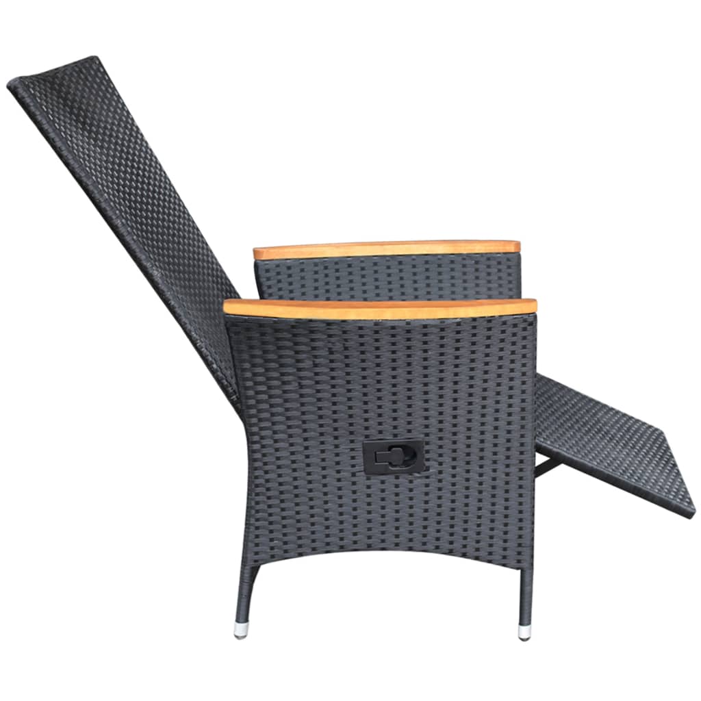 Dining Set Black Solid Acacia wood Large Adjustable Armrests