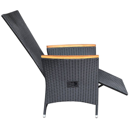 Dining Set Black Solid Acacia wood Large Adjustable Armrests