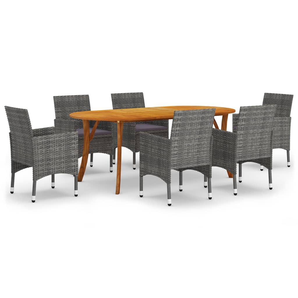 7 Piece Patio Dining Set Gray