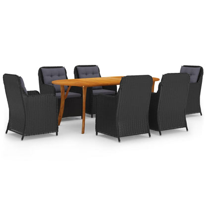 7 Piece Patio Dining Set Black