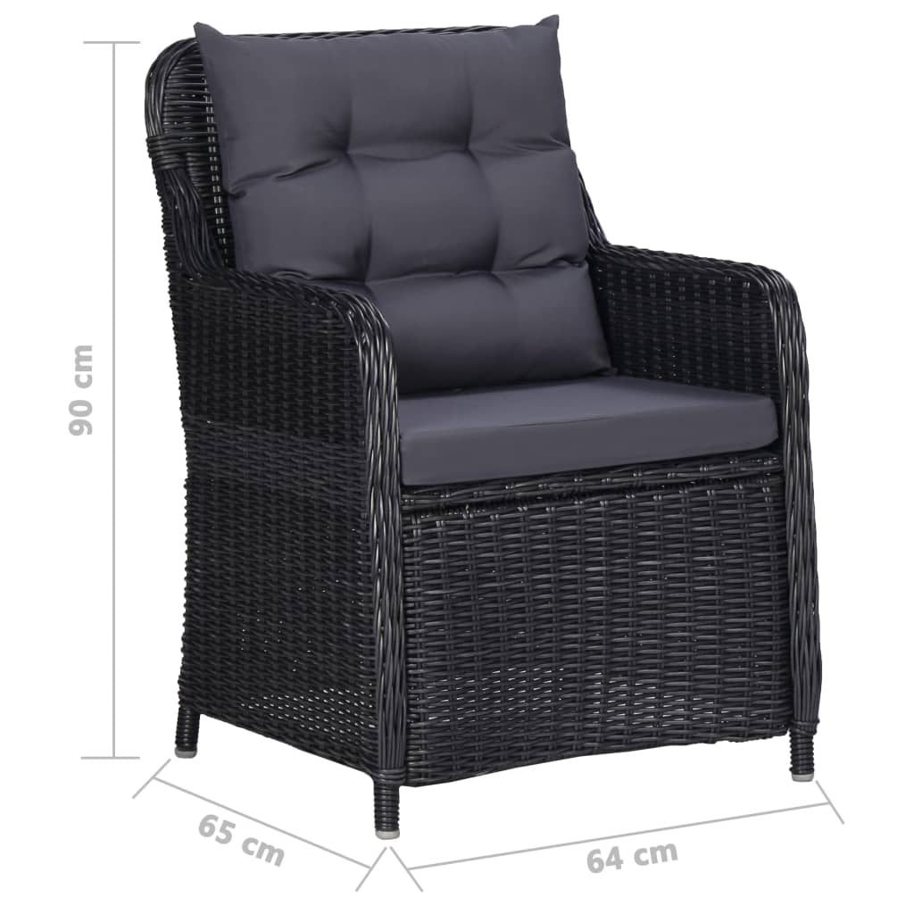 7 Piece Patio Dining Set Black