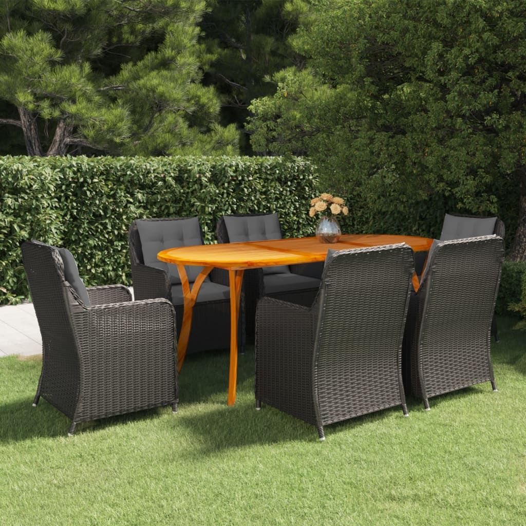7 Piece Patio Dining Set Black