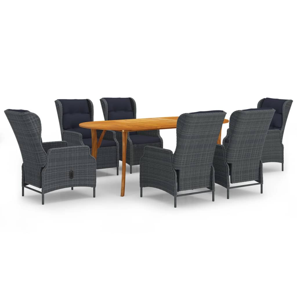 7 Piece Patio Dining Set Dark Gray