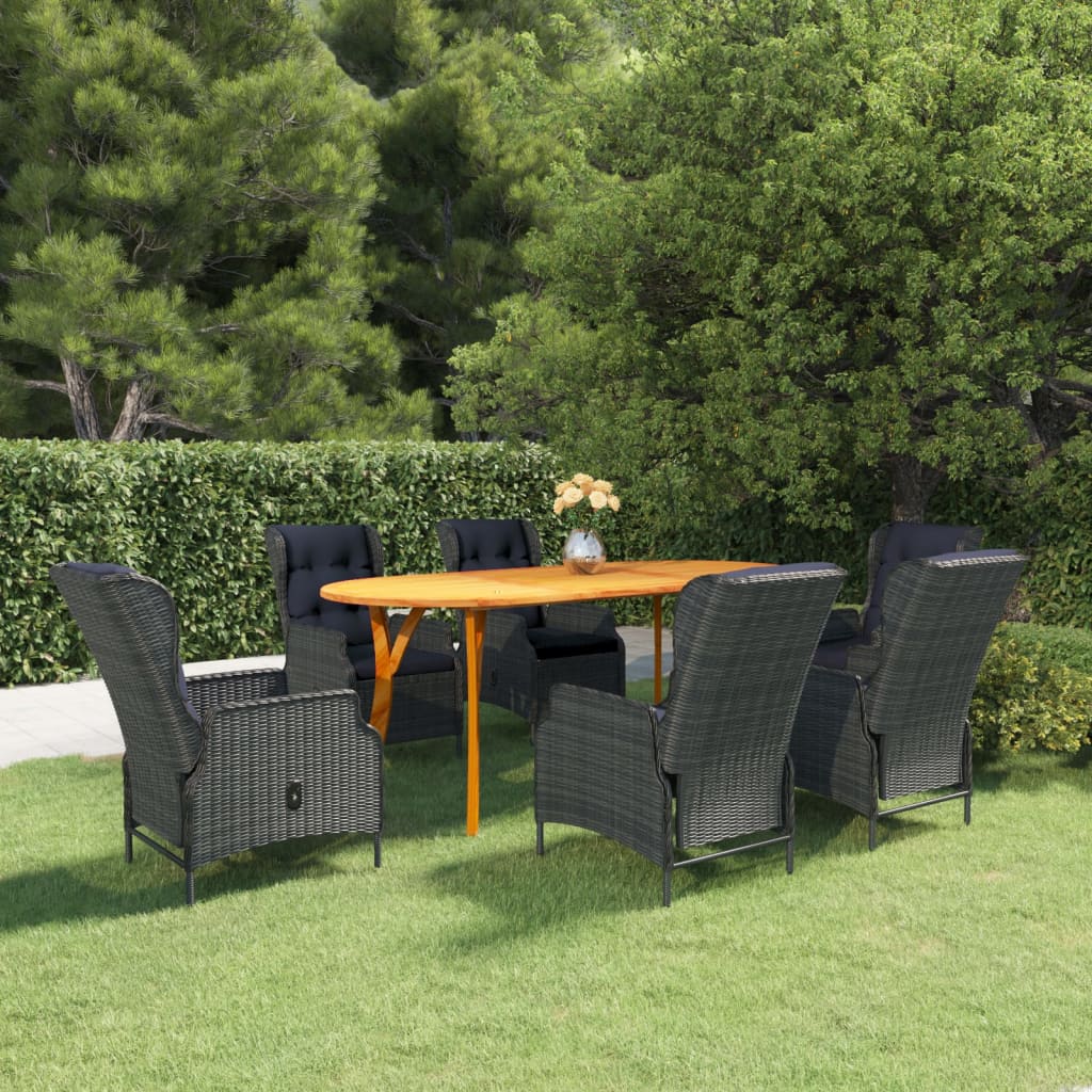 7 Piece Patio Dining Set Dark Gray