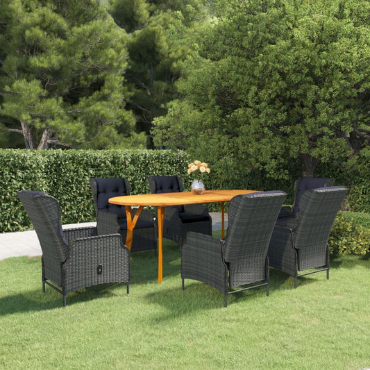 7 Piece Patio Dining Set Dark Gray