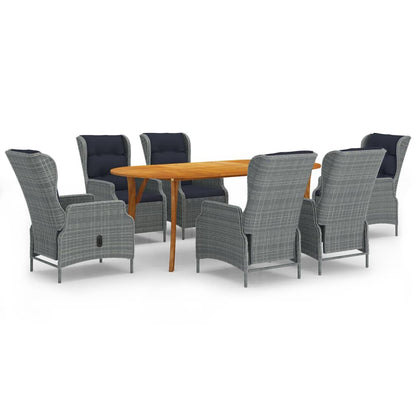 7 Piece Patio Dining Set Light Gray