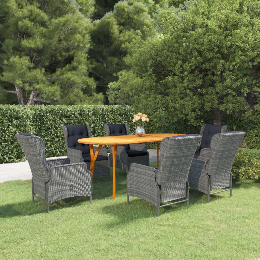 7 Piece Patio Dining Set Light Gray