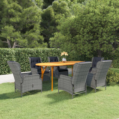 7 Piece Patio Dining Set Light Gray