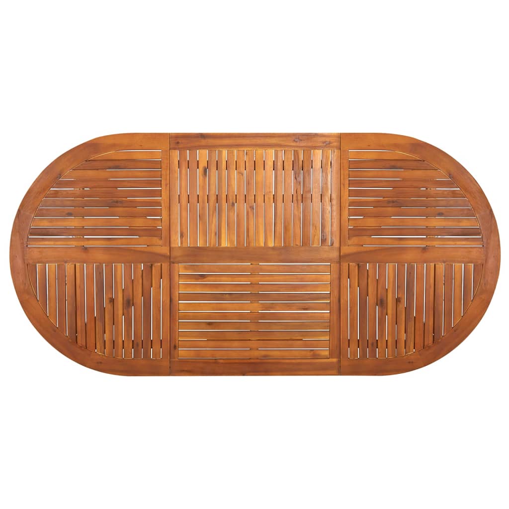 Dining Set Brown Acacia wood, PE Rattan, Steel Large