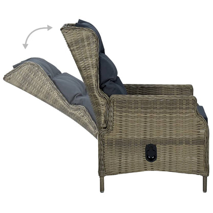 Dining Set Brown Acacia wood, PE Rattan, Steel Large