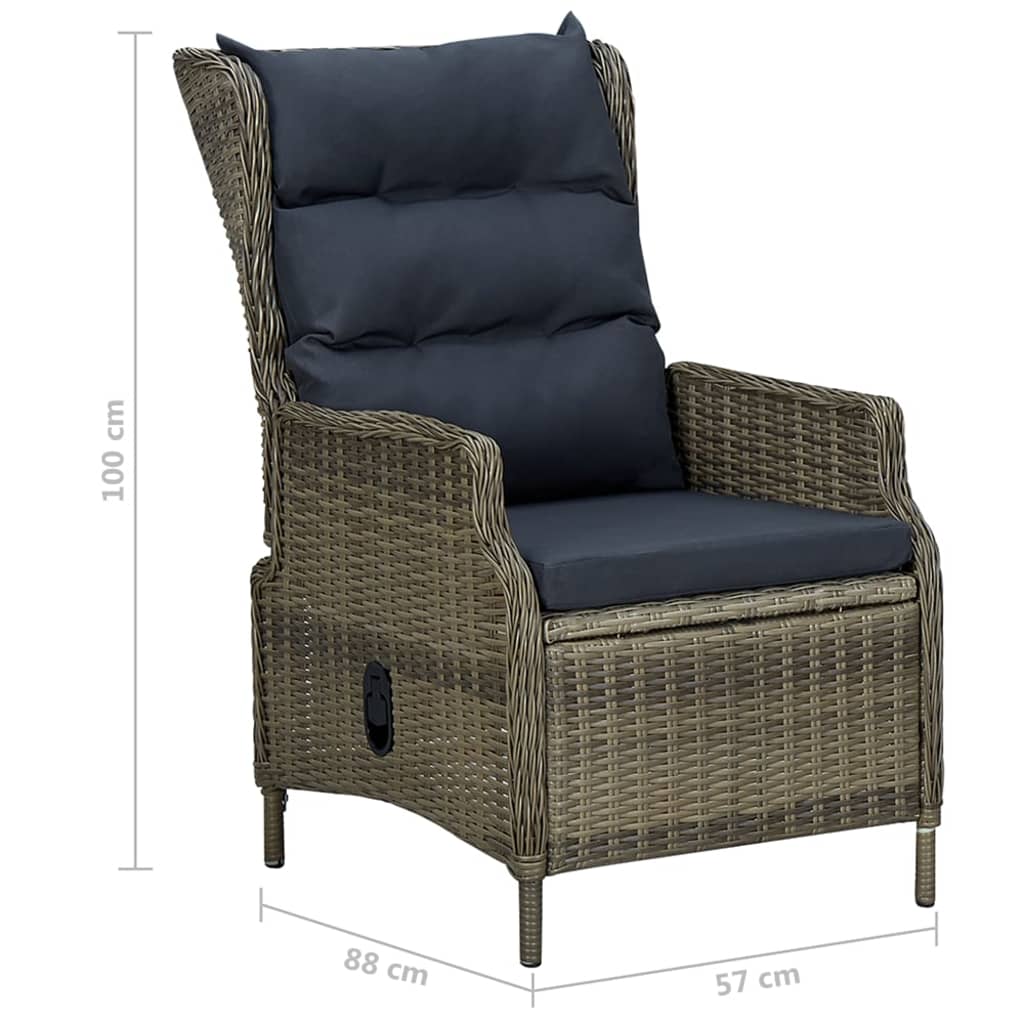 Dining Set Brown Acacia wood, PE Rattan, Steel Large