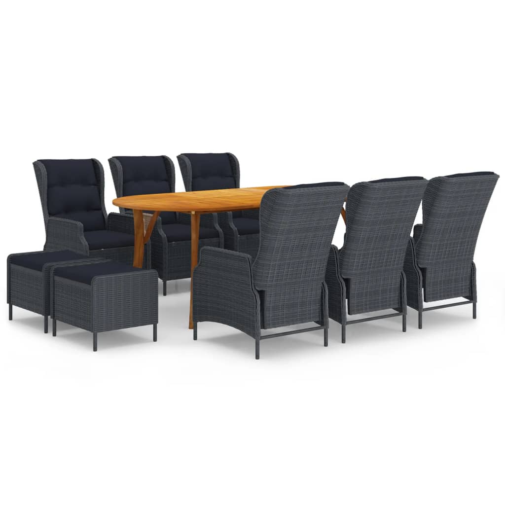 9 Piece Patio Dining Set Dark Gray