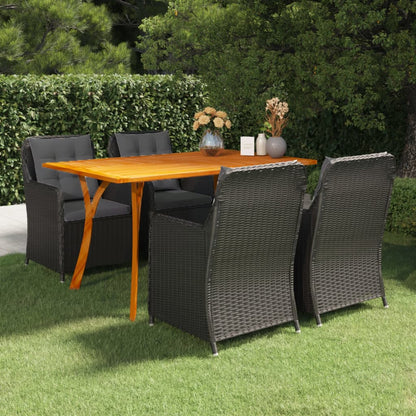 Dining Set Black Solid acacia wood Large Dining Set Rectangular
