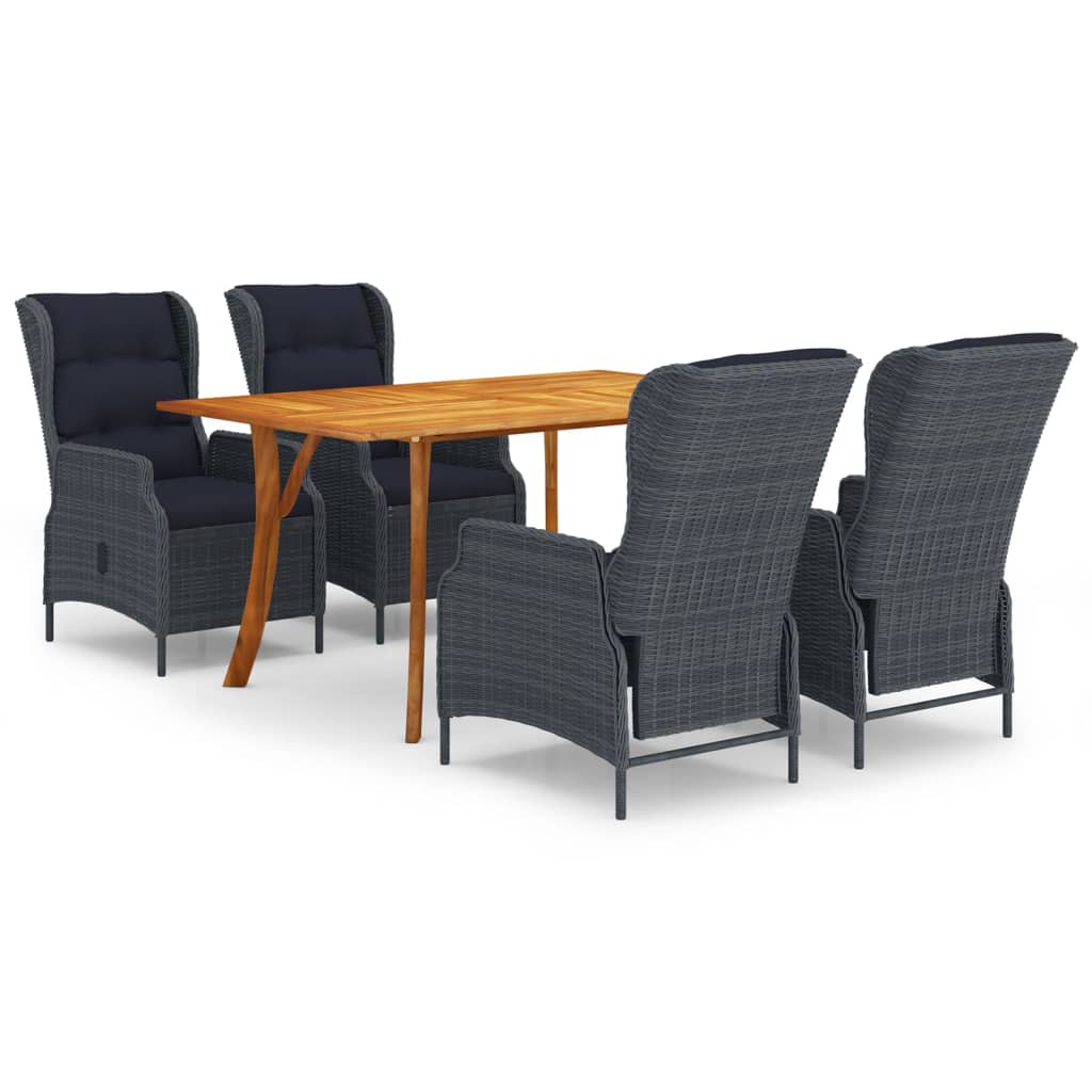 5 Piece Patio Dining Set Dark Gray