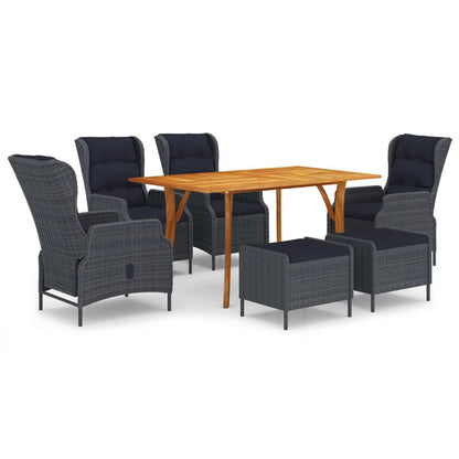 7 Piece Patio Dining Set Dark Gray