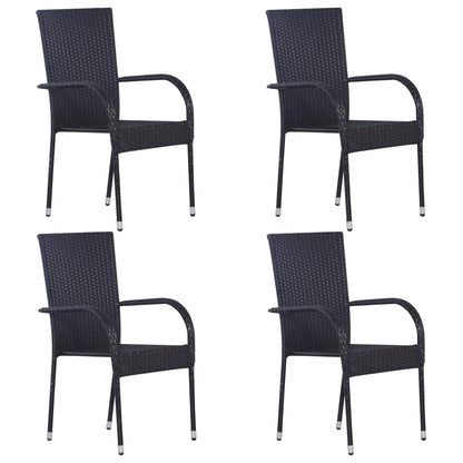 Dining Set Black, Natural