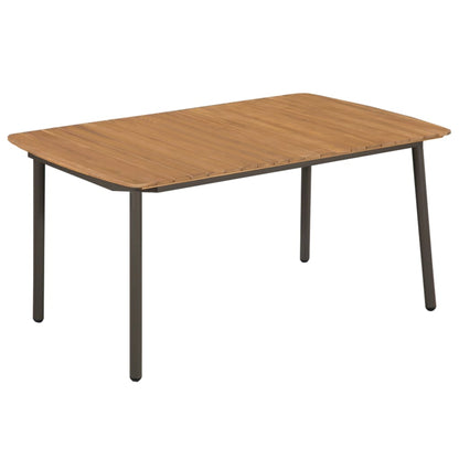 Dining Set Black Solid Acacia Wood Stackable Dining Set