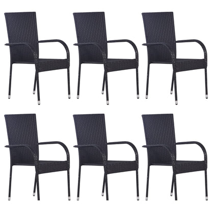 Dining Set Black Solid Acacia Wood Stackable Dining Set