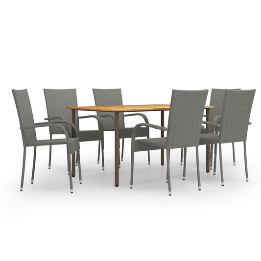Dining Set Grey, natural wood