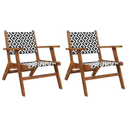 Garden Chair Brown and Black Solid Acacia wood, poly rattan