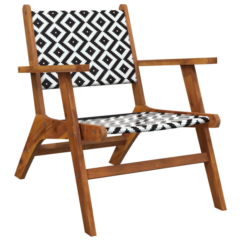 Garden Chair Brown and Black Solid Acacia wood, poly rattan