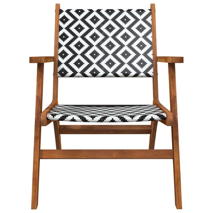 Garden Chair Brown and Black Solid Acacia wood, poly rattan