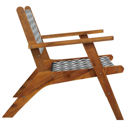 Garden Chair Brown and Black Solid Acacia wood, poly rattan