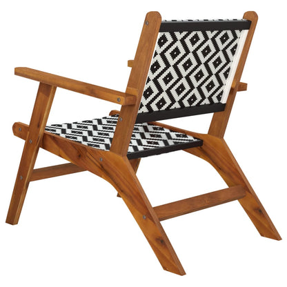 Garden Chair Brown and Black Solid Acacia wood, poly rattan
