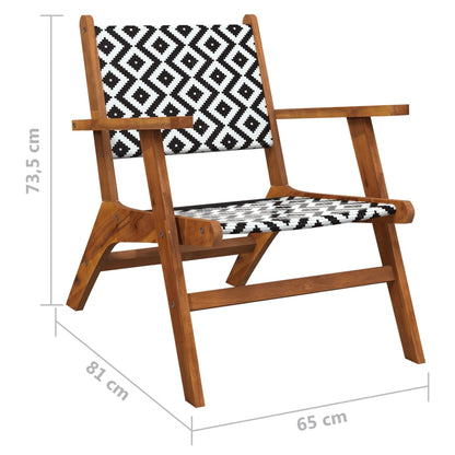 Garden Chair Brown and Black Solid Acacia wood, poly rattan