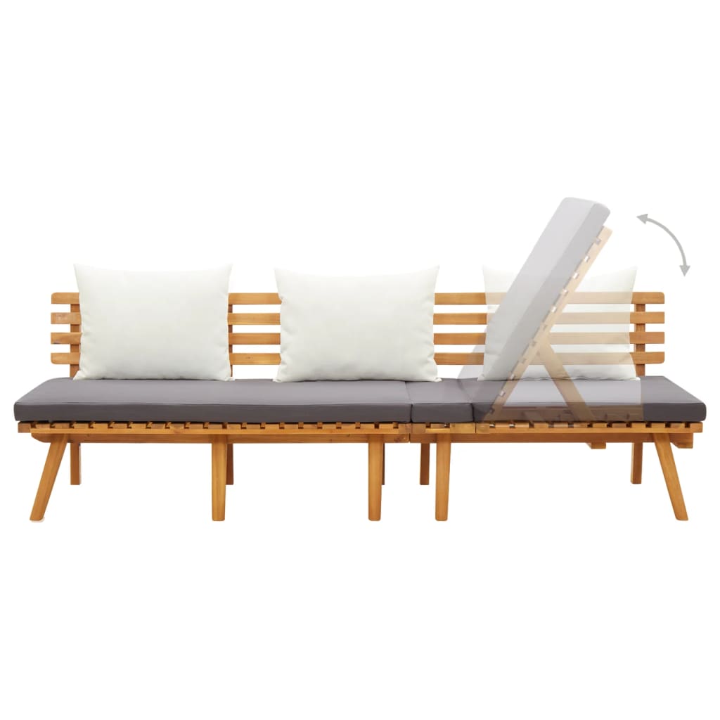 Garden Day Bed Acacia wood color, White, Dark Gray