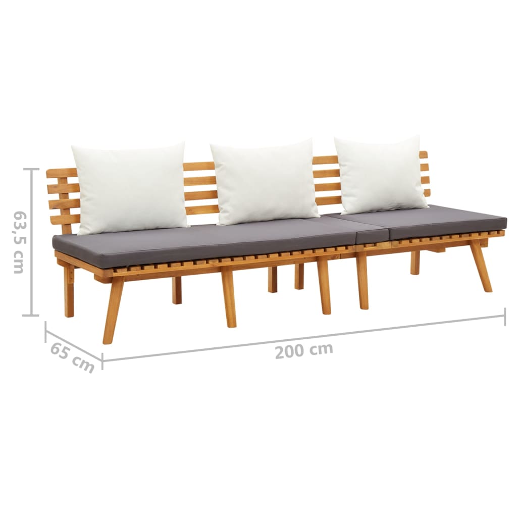 Garden Day Bed Acacia wood color, White, Dark Gray