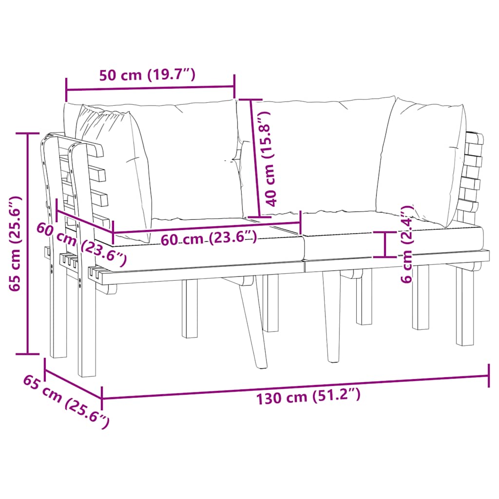 Garden Sofa Dark grey and white cushions, natural wood