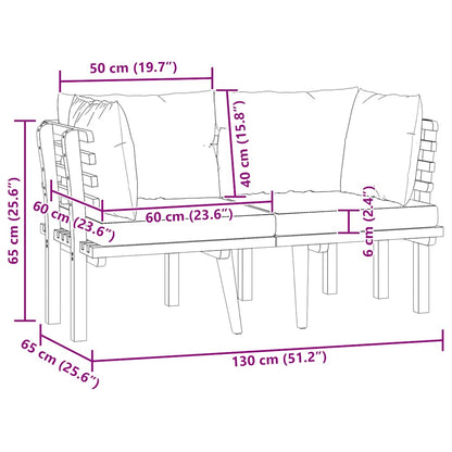 Garden Sofa Dark grey and white cushions, natural wood
