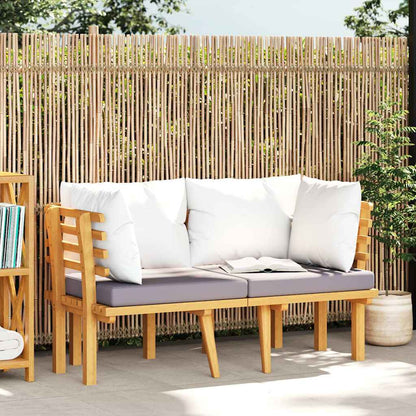 Garden Sofa Dark grey and white cushions, natural wood