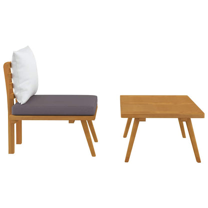 Garden Lounge Set Dark gray Solid acacia wood Medium Modular